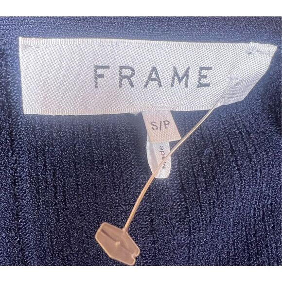 Frame Twist-Front Ribbed Stretch-Knit Midi Dress in Navy NWOT Size Small - Picture 9 of 10
